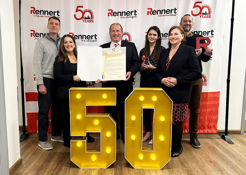 Pictured (L to R) are Michael Anderson, Eimear Harrison, Kevin L. Luing, Julianne Labate, Dawn Henning, and Daniel Rojas, Rennert International